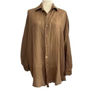 Tan Lines Sivan Ayla Linen Top XS/S Oversized Fit Cover Up Preppy Coastal Resort